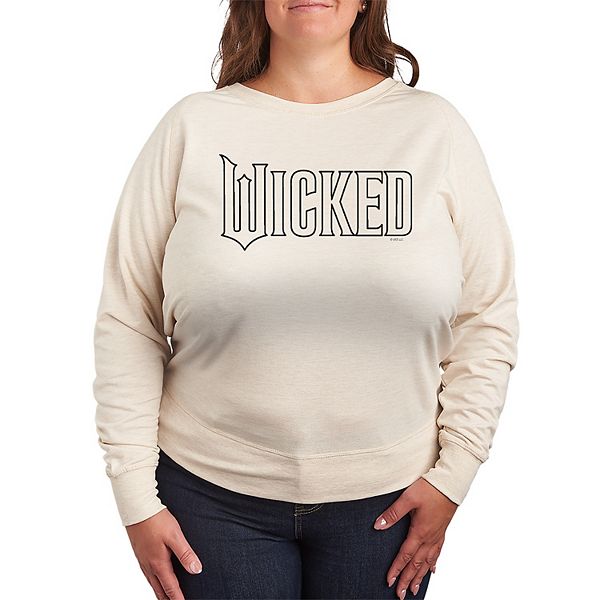 

Футболка с длинным рукавом French Terry с логотипом Wicked Outline, plus size Licensed Character, Birch