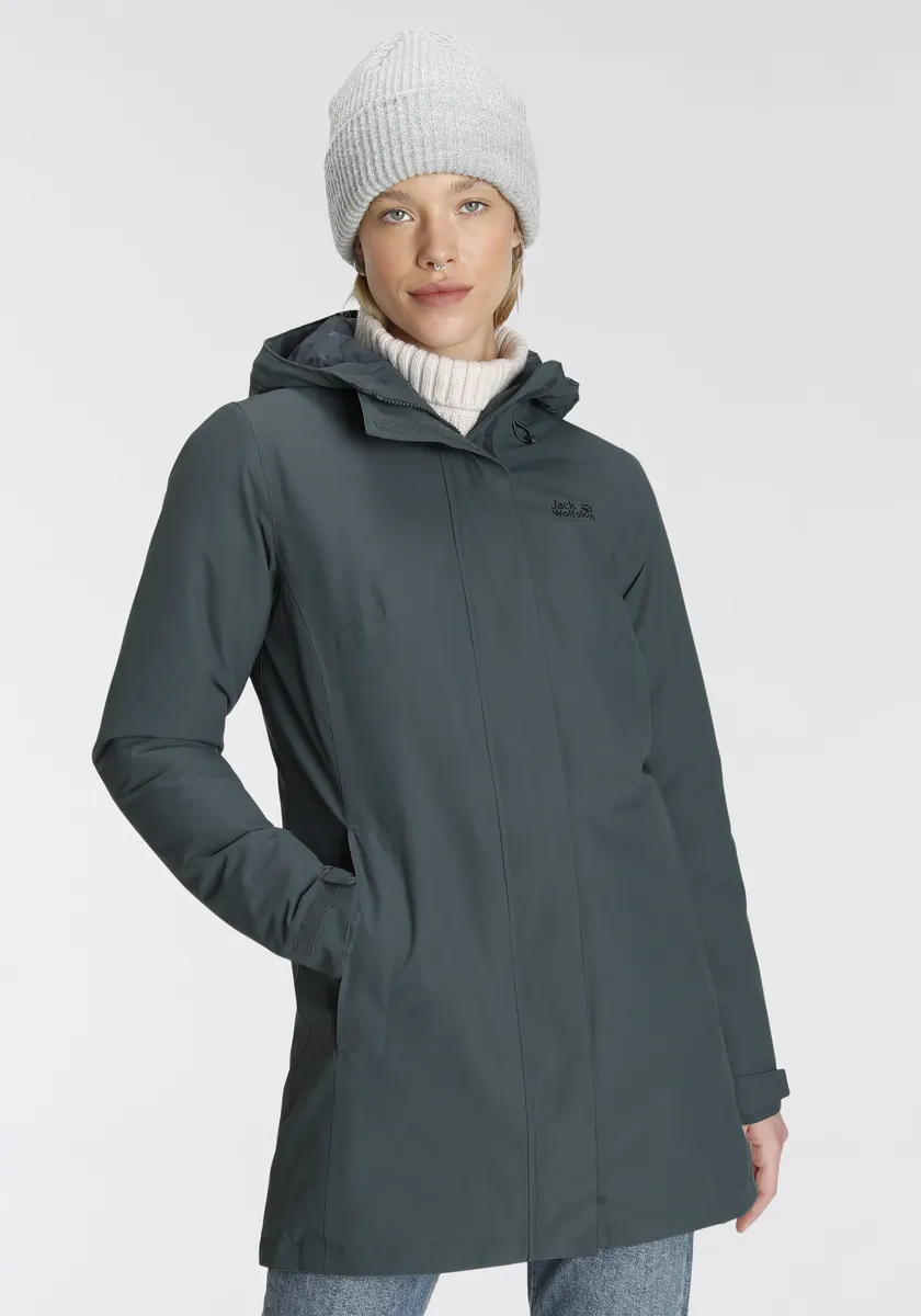 

Парка Jack Wolfskin "KIOLA", с капюшоном, ветронепроницаемая, водоотталкивающая и дышащая, синий