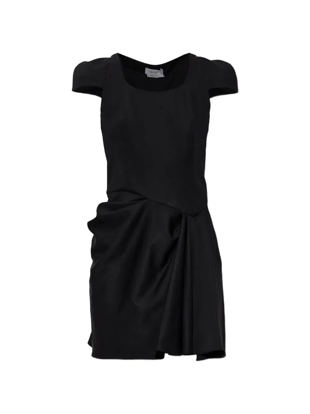 Шерстяное мини-платье с драпировкой Alexander McQueen, черный