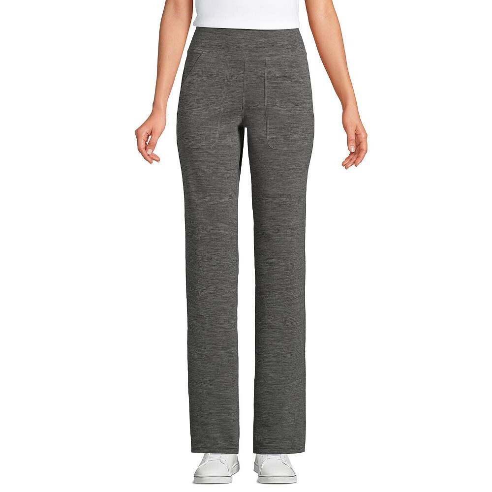 

Брюки прямого кроя Petite Lands' End Active Hi Impact HR, цвет Charcoal Heather