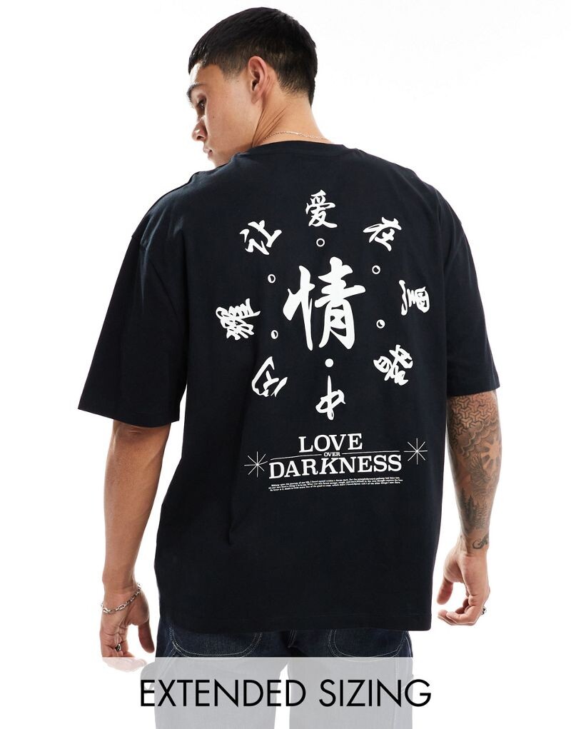 

ASOS DESIGN – черная футболка оверсайз с белым принтом