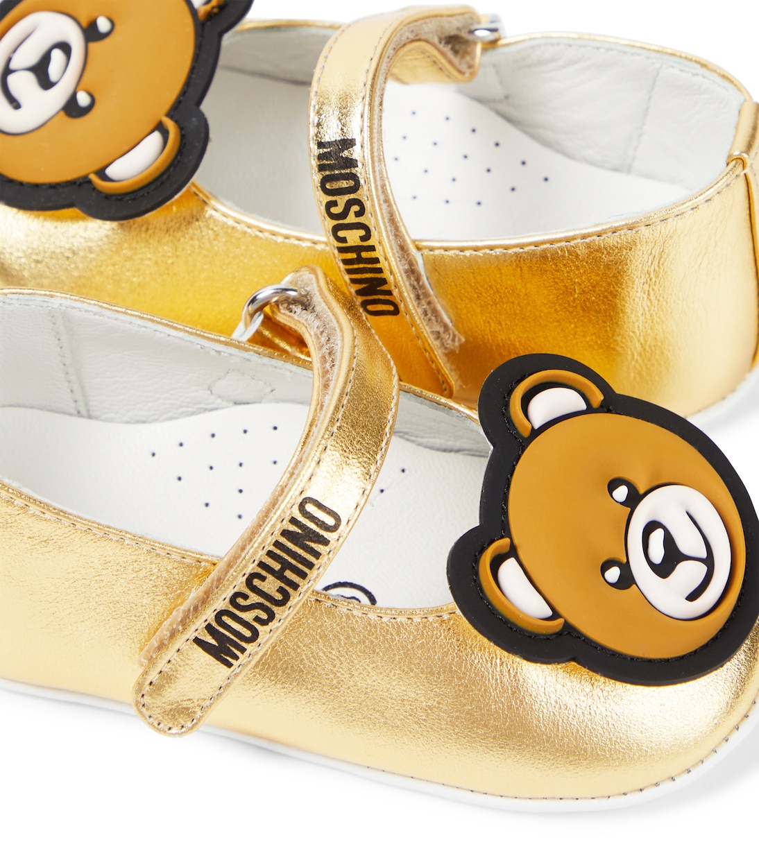 Детские металлические балетки Moschino Kids, золотой — фото 4