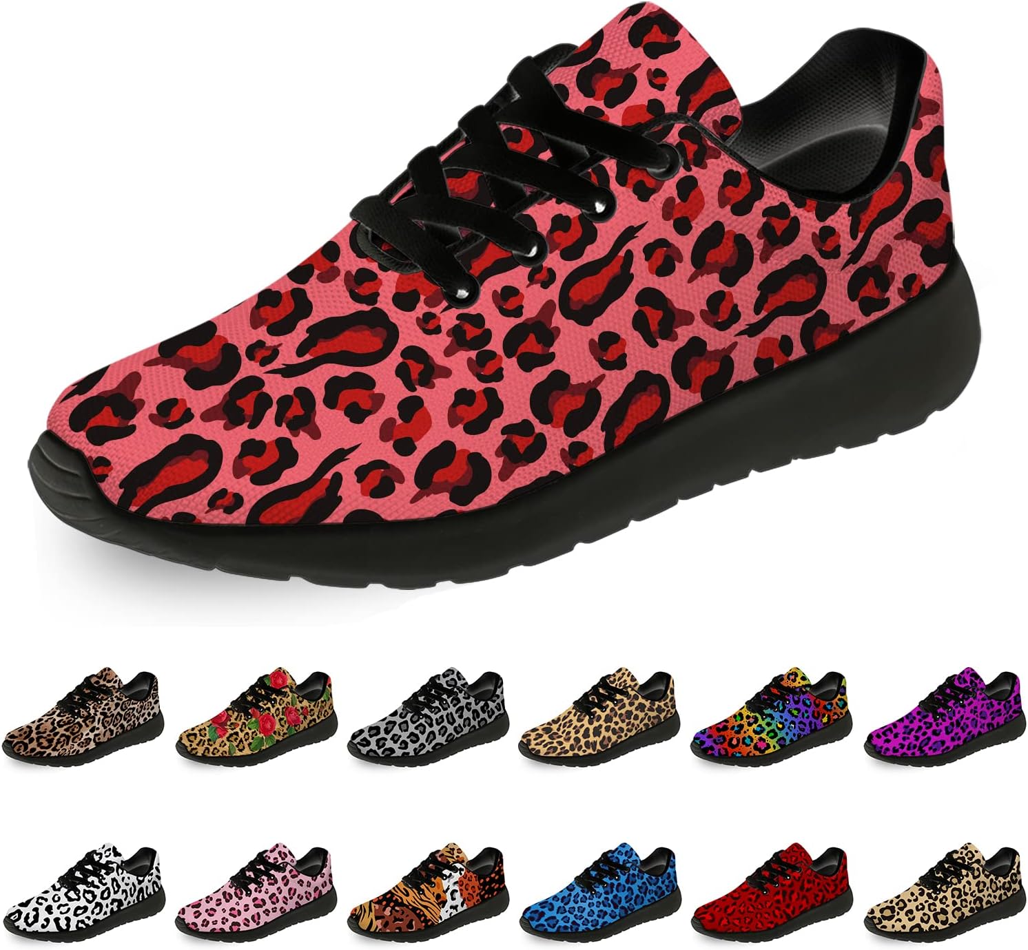 

Кроссовки с леопардовым принтом для женщин и мужчин, беговые кроссовки, удобные легкие кроссовки для прогулок и тенниса, обувь с имитацией животной кожи, подарки Horethy, красный/розовый