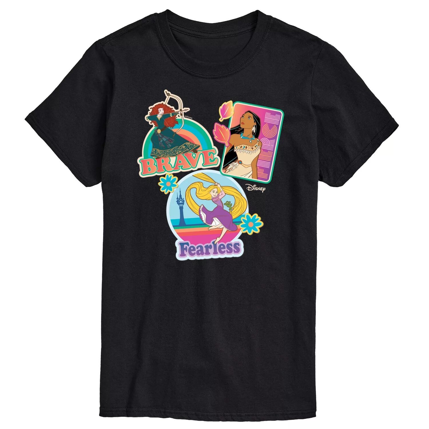 

Футболка с рисунком Princess Big & Tall Brave Fierless Fearless, Black Disney, черный