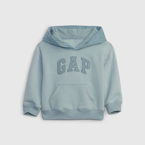 

Свитшот с капюшоном и нашивкой-логотипом из вельвета Gap, голубой