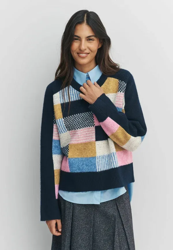 Джемпер Next, Petite fit crew neck jumper, темно-синий мультипатч