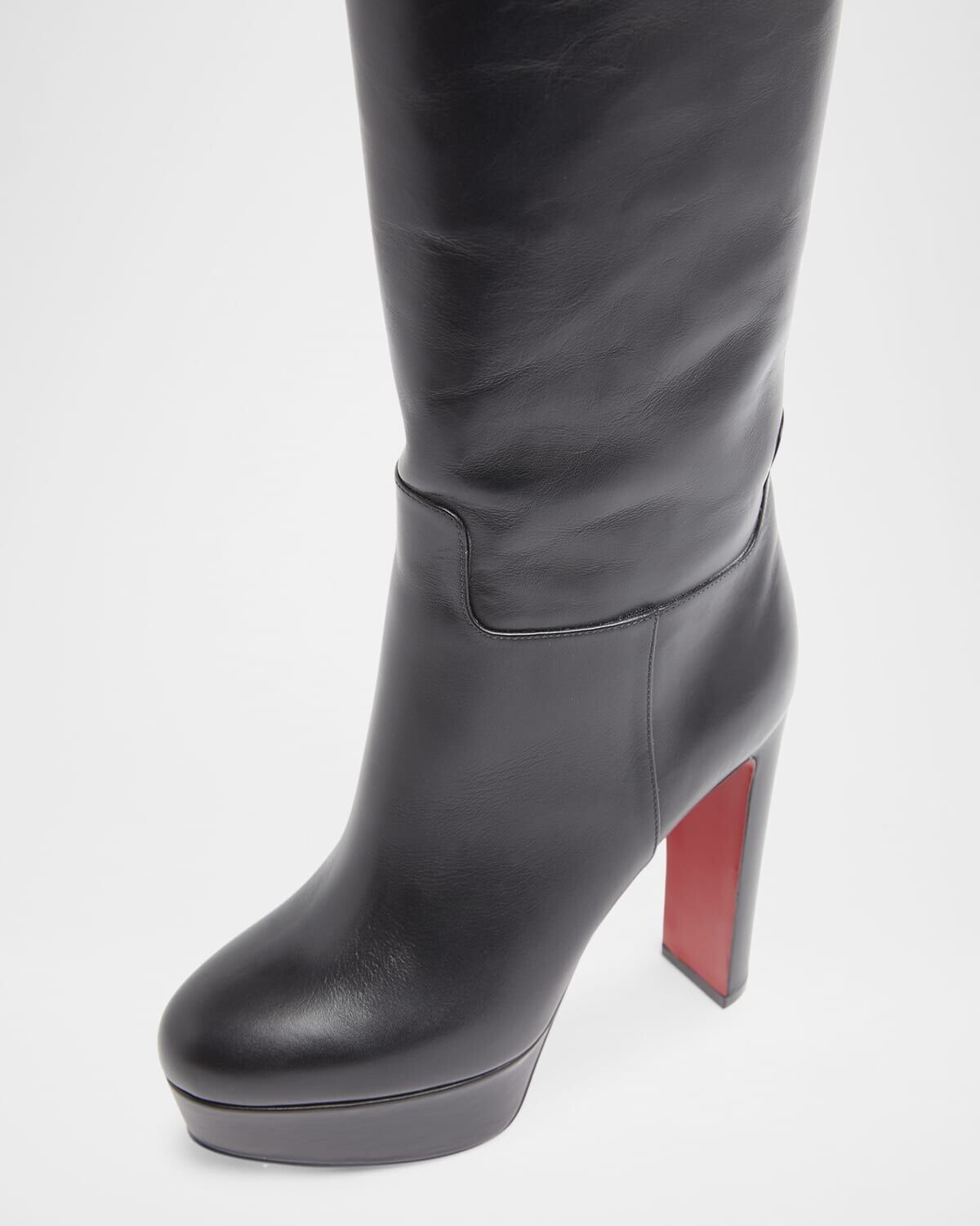 Кожаные сапоги до колена на красной подошве Loo Christian Louboutin, черный — фото 3