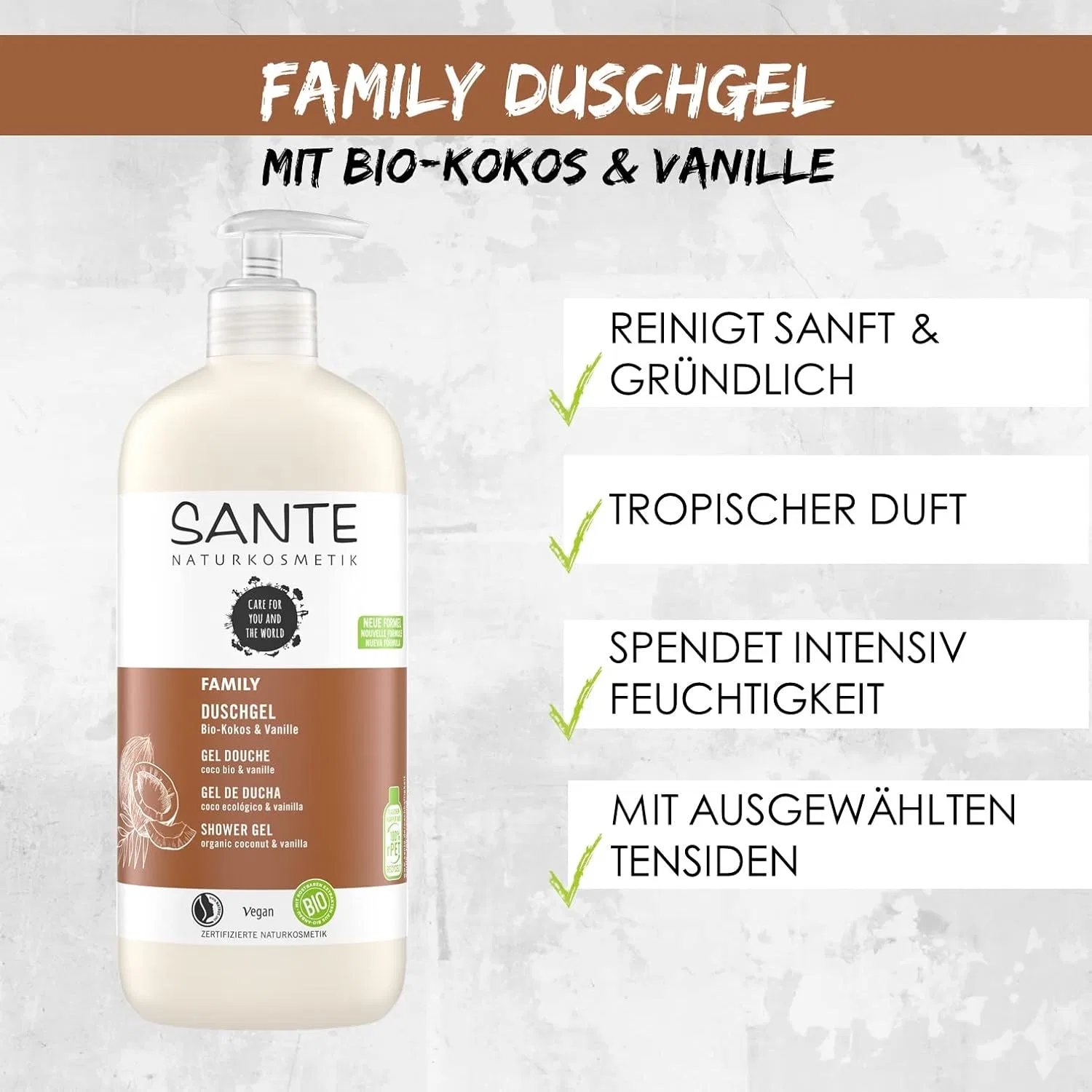 Питательный гель для душа SANTE Naturkosmetik Family с экзотическим ароматом, 2 x 950 мл Sante Naturkosmetik — фото 3