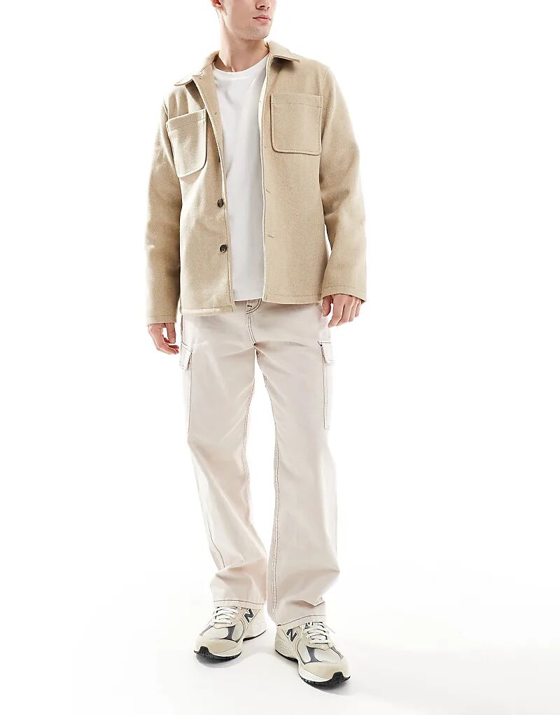 

Джинсы Alex baggy fit cargo цвета экрю с контрастной строчкой Jack & Jones