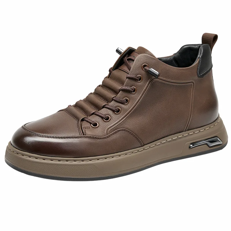 Мужские кожаные полуботинки casual с термоизоляцией GOG, Brown All-Season, Height-Increasing 6cm