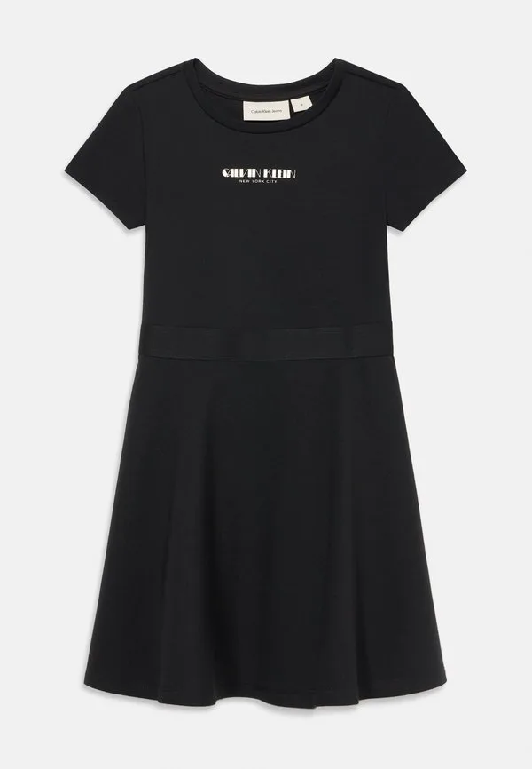 Платье-Рубашка в стиле пунто, трикотажное платье Calvin Klein Jeans, Black