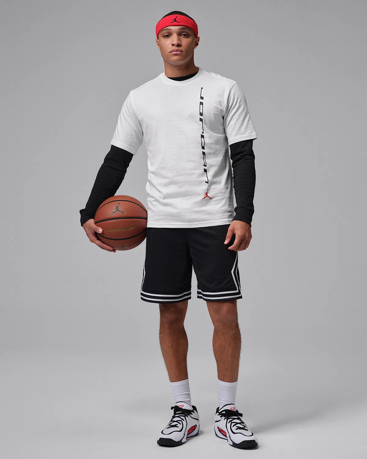 Мужская футболка Dri-FIT Jordan Sport, White/Black/University Red — фото 4