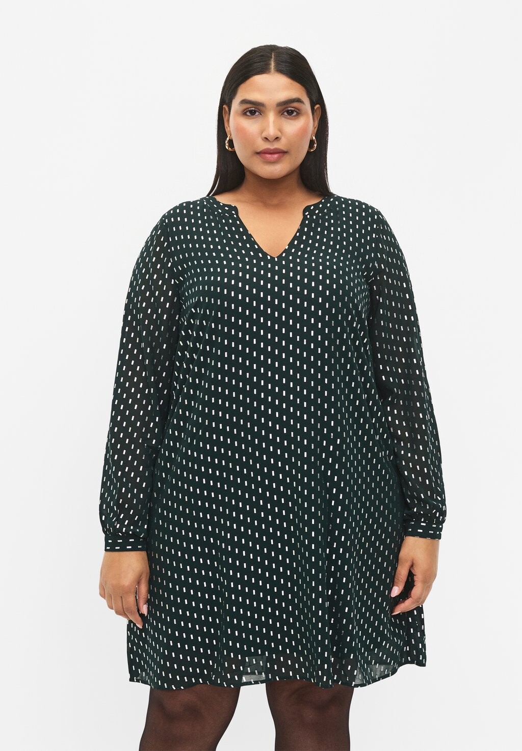 

Дневное платье LONG-SLEEVED WITH FOIL PRINT Zizzi, цвет scarab w silver