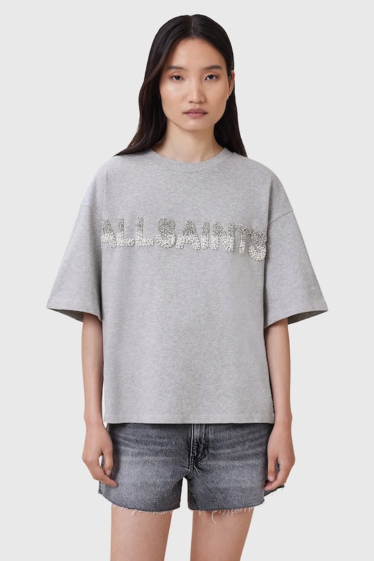 

Хлопковая футболка Amelie Allsaints, серый