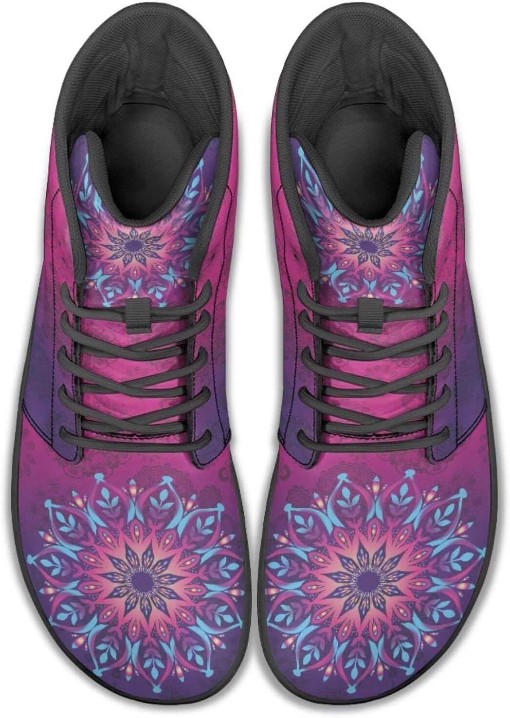 

Высокие кроссовки с мандалой для походов и прогулок, резиновая подошва, минималистичные кроссовки для бега для мужчин, обувь с нулевым перепадом Watdotory, синий/фиолетовый