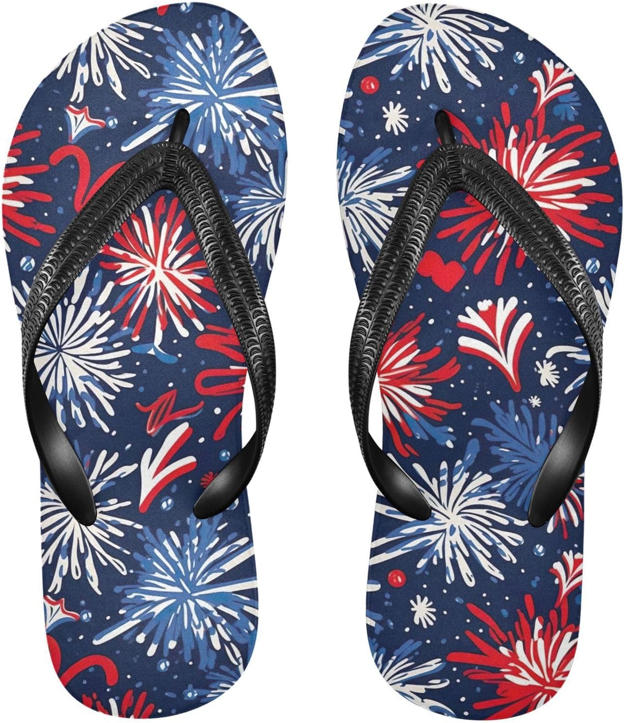 

Вьетнамки с принтом фейерверка 4 июля, пляжные шлепанцы, резиновые нескользящие летние тапочки для женщин и мужчин Sinestour, 4th of July Firework