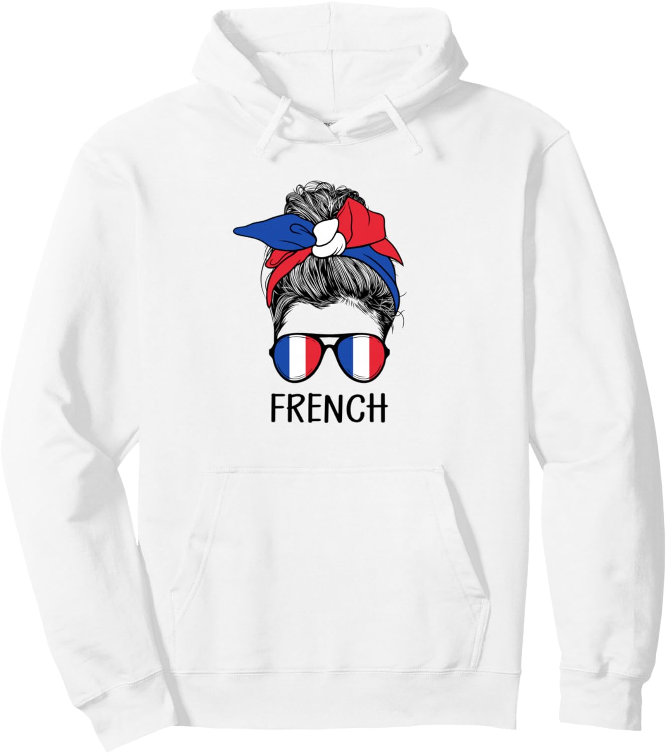 

Худи с изображением французской девушки и флага Франции, символизирующей французское наследие Messy Bun Matching Novelty Outfits ..., белый