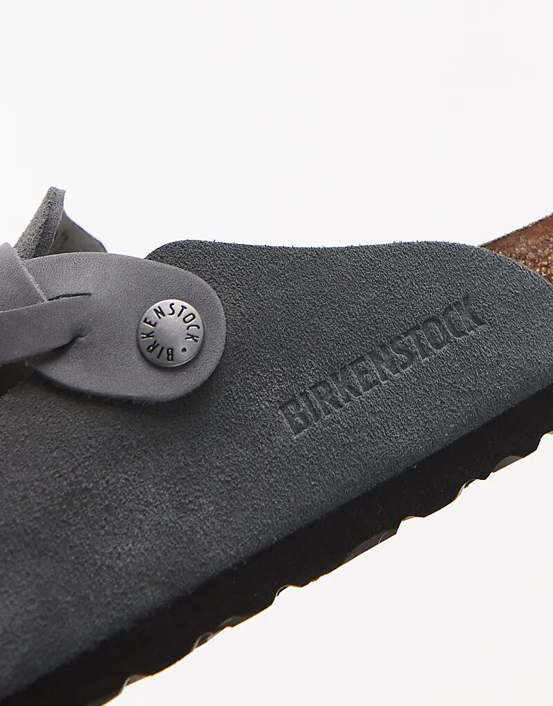 Плетеные босоножки Birkenstock из замши цвета серого базальта — фото 2