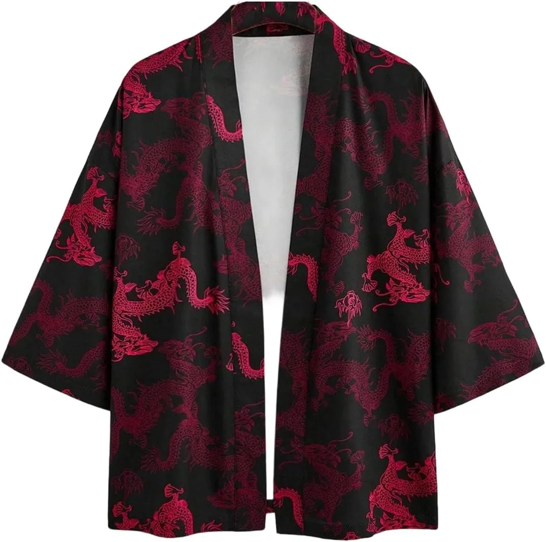 

Мужской кимоно кардиган с открытой передней частью в стиле самурая