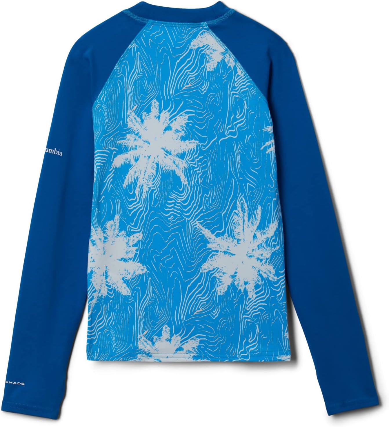 Футболка Columbia Baby-Boys Sandy Shores Printed Long Sleeve Sunguard, Compass Blue Topo Palms/Bright Indigo — фото 2
