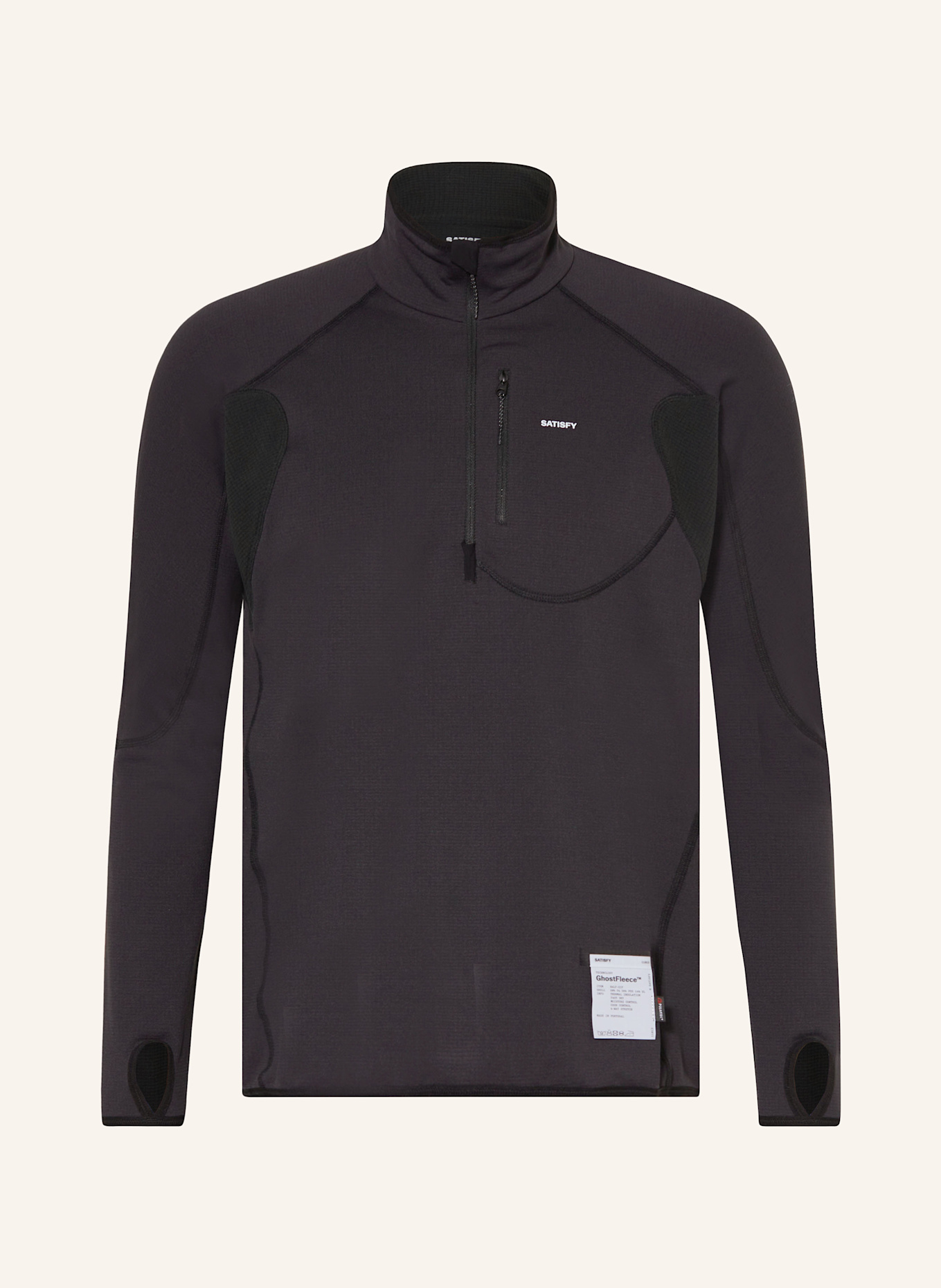 

Футболка для бега Ghostfleece с застежкой-молнией на половину длины Satisfy, черный