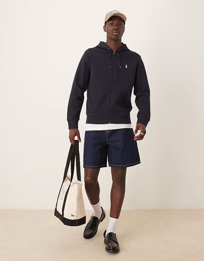 Polo Ralph Lauren Double Knit Hoodie Zip Up в цвете Navy — фото 3