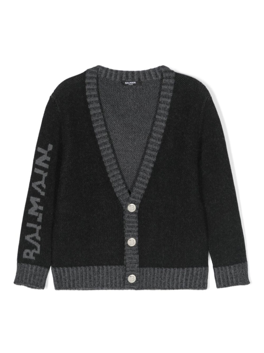 

Balmain Kids кардиган тонкой вязки с логотипом, серый