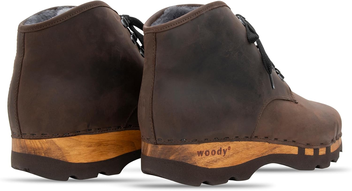 Мужские современные сабо-ботинки на щиколотку Woody, Coffee — фото 3