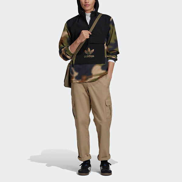 Куртка adidas originals Half Zipper Pullover hooded Camouflage Printing Jacket Green, зеленый — фото 2