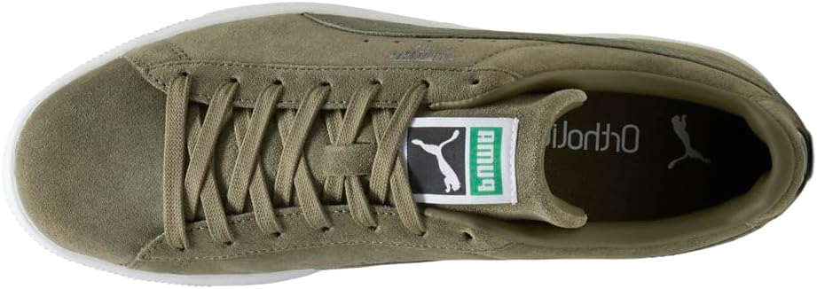 Мужские замшевые классические кроссовки PUMA с шнуровкой - повседневные, зеленые — фото 4