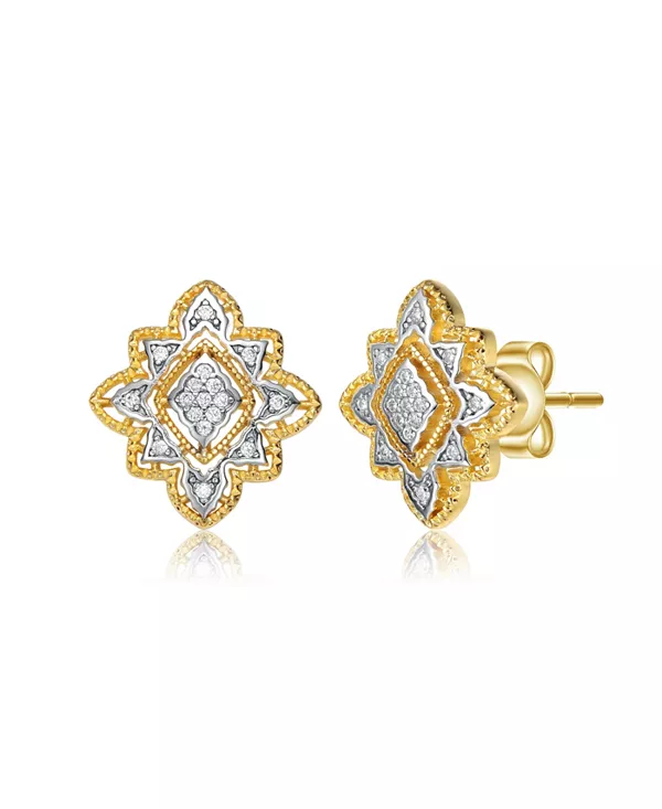 

Серьги-Гвоздики с 4 зубцами, покрытые 14-каратным золотом и кубическим цирконием в виде цветка Rachel Glauber, gold