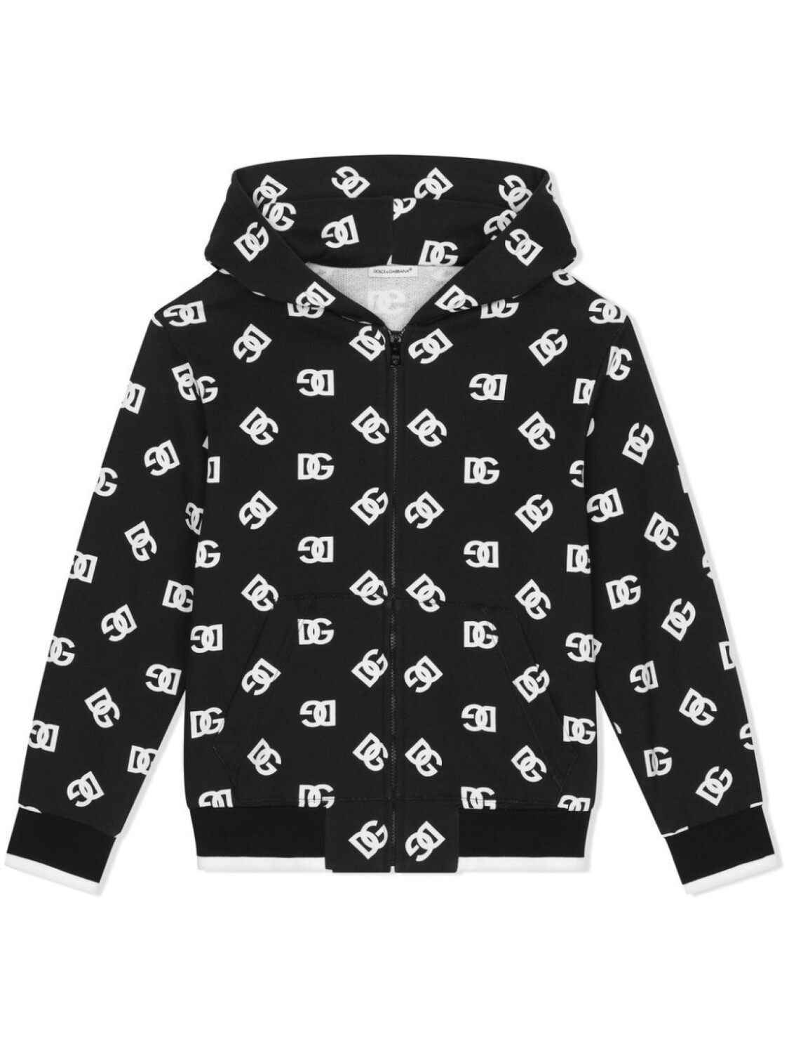 

Dolce & Gabbana худи на молнии с логотипом DG, черный