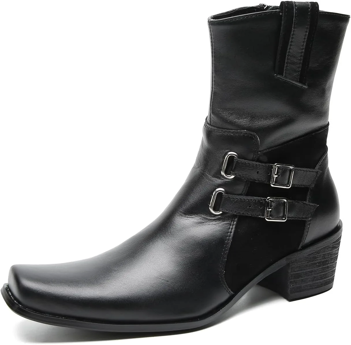 

Мужские ковбойские ботинки Santimon для вечеринок, повседневные, с пуговицами, мотоциклетные, модные западные челси, высокие ботинки для мужчин, черный