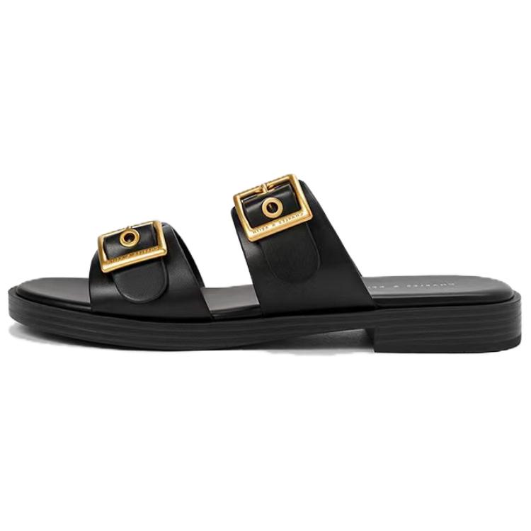 Скользоустойчивые шлепанцы на композитной подошве 3,5 см CHARLES&KEITH, черные