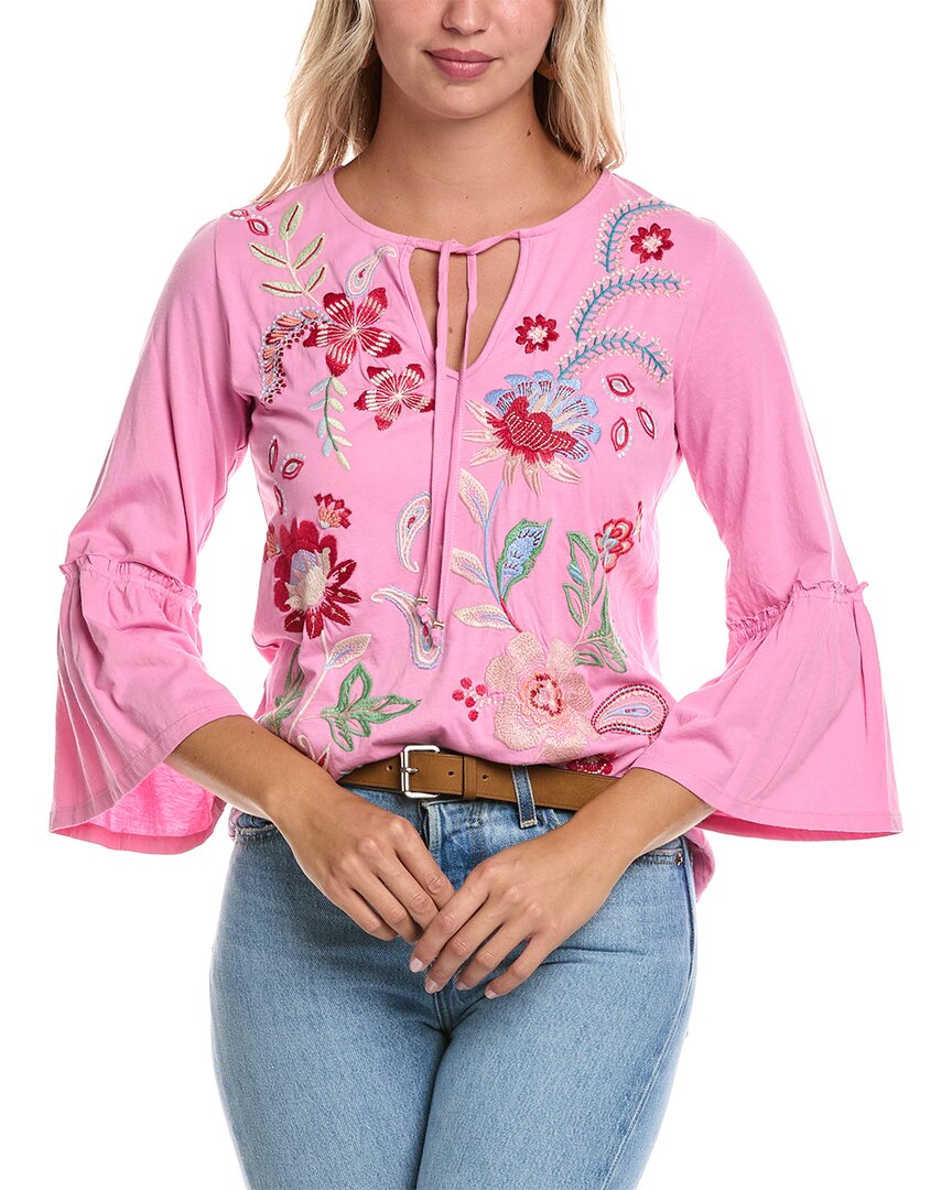 

Джонни Вас Футболка с оборками на рукавах - Фрейде Johnny Was, розовый