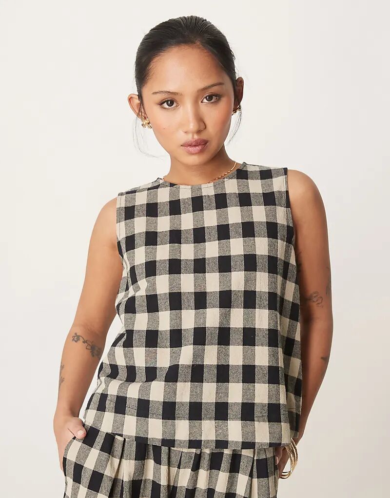 

Майка-комбинезон Nobody's Child Petite Stirling в однотонную клетку в клетку