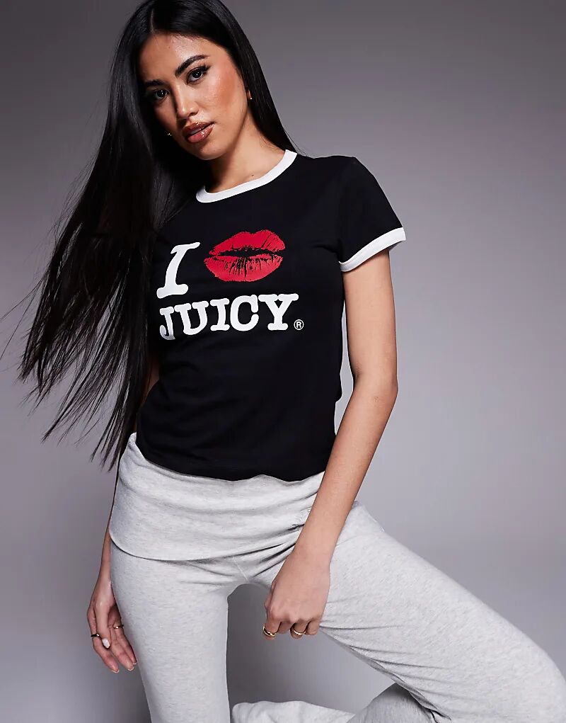 

Футболка Juicy Couture I kiss jc облегающая черная