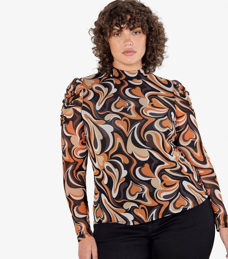 

Сетчатый топ с воротником-стойкой Apricot Curve Rust Love Apricot, бордовый