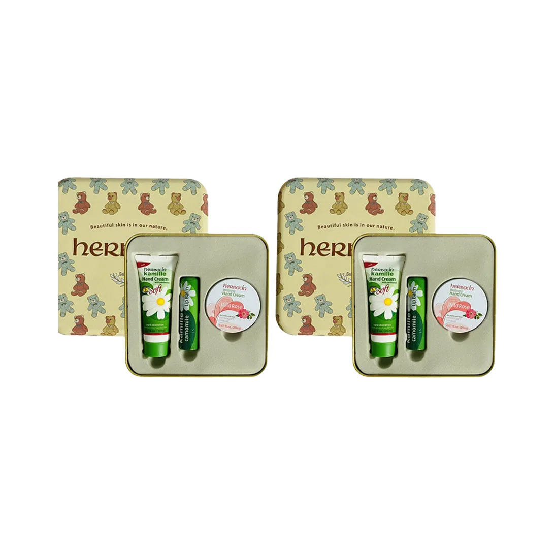 Herbacin Крем для рук Little Chamomile в подарочной коробке с мишкой и шоппером, увлажняющий, 20 мл + 4,8 г + 20 мл, 6-Piece Set