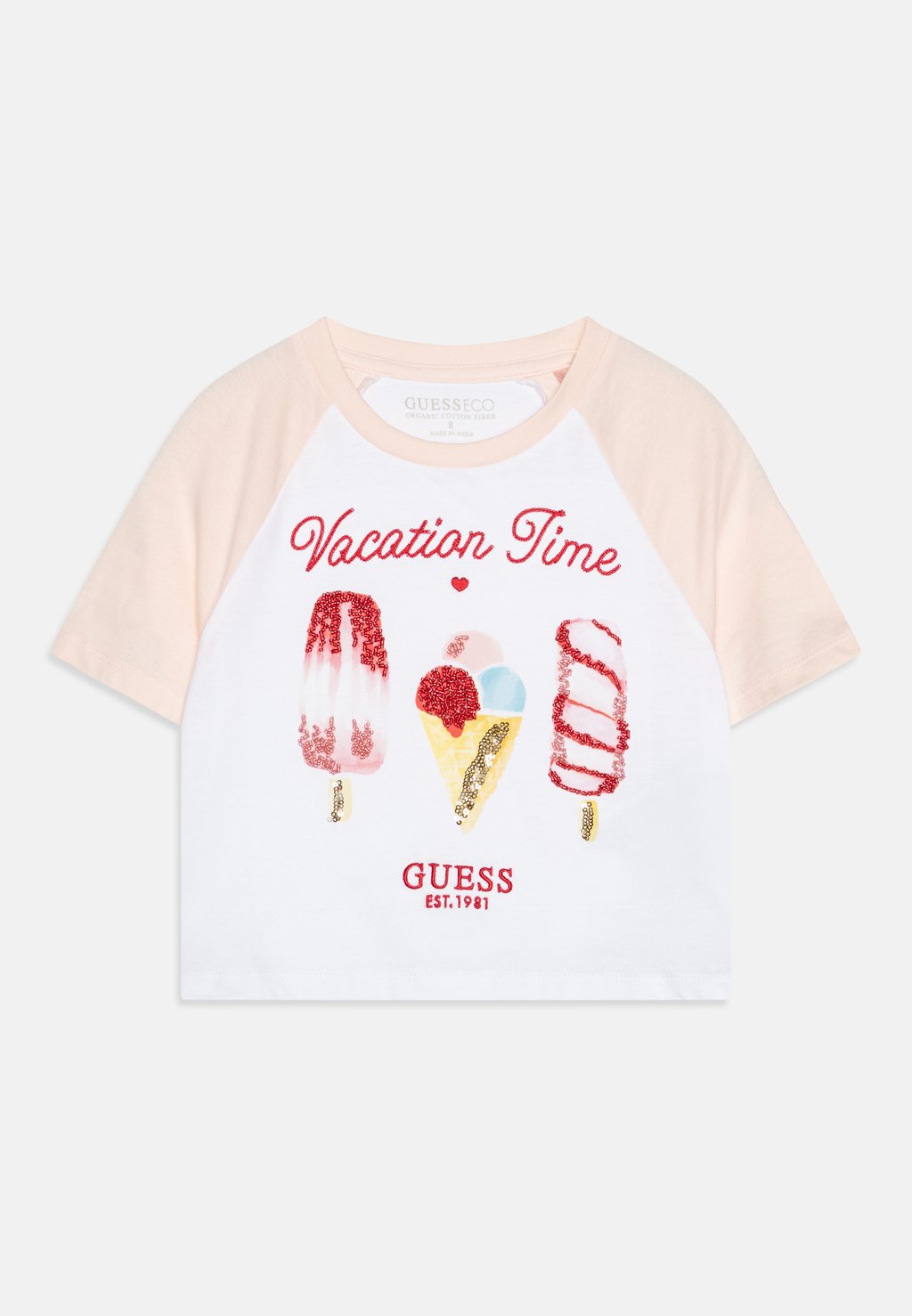 

Футболка с принтом JUNIOR CROP Guess, розовый