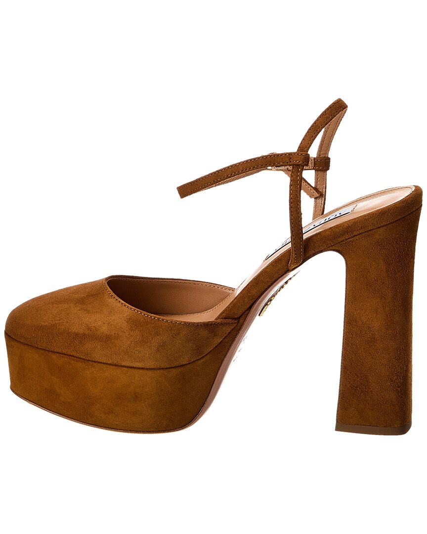 Туфли-лодочки Aquazzura Groove Plateau 120 Suede Platform, коричневый — фото 2