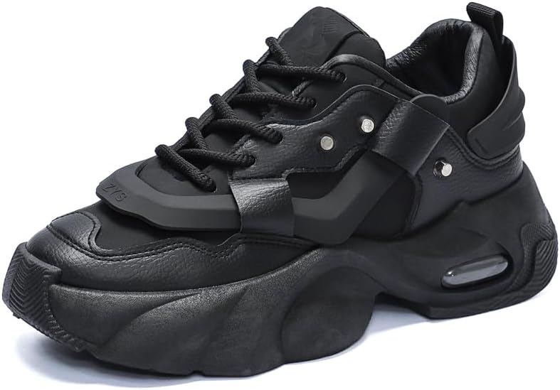 

Кроссовки Chunky для мужчин с прочной толстой подошвой, на шнуровке, высокие, повседневные туфли для улицы и ежедневной носки Hhhchpm, черный