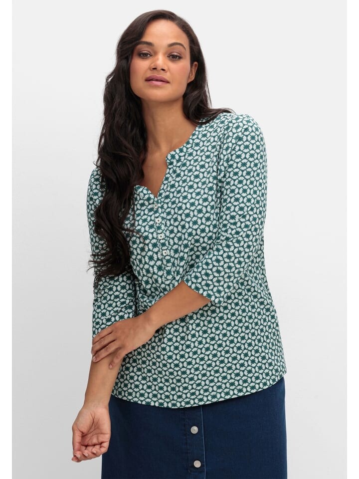 

Футболка sheego 3/4-Arm-Shirt, цвет jade gemustert