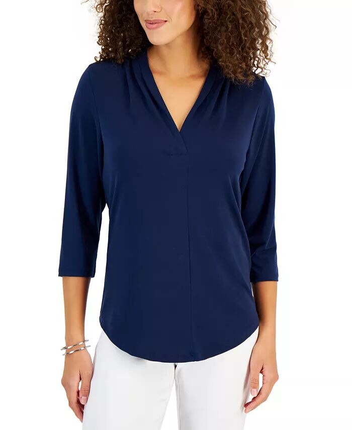

Миниатюрный однотонный топ ITY JM Collection, синий