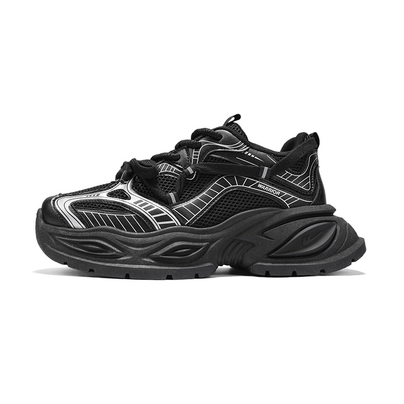 

WARRIOR Высокие износостойкие легкие нескользящие кроссовки Low top Chunky мужские Black/Silver