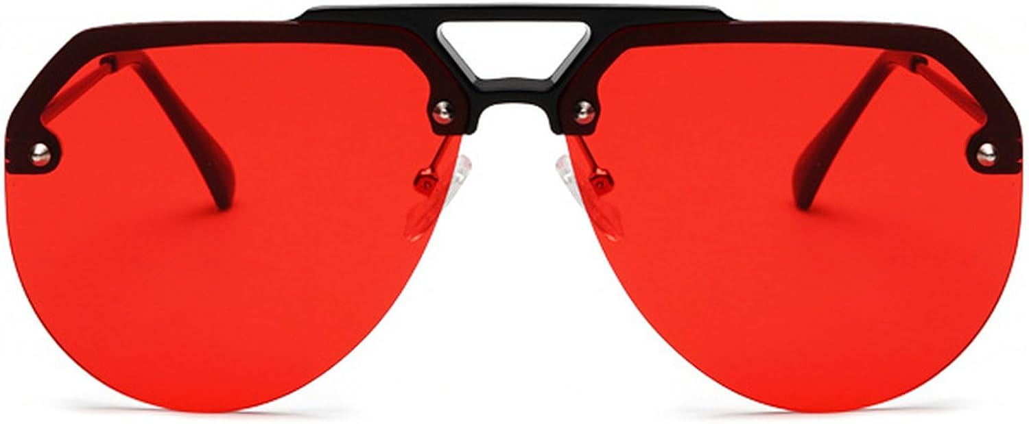 

Модные солнцезащитные очки-пилот для женщин, роскошные большие овальные солнцезащитные очки для мужчин, винтажные круглые солнцезащитные очки без оправы с защитой от УФ-излучения UV400 mincl, Red
