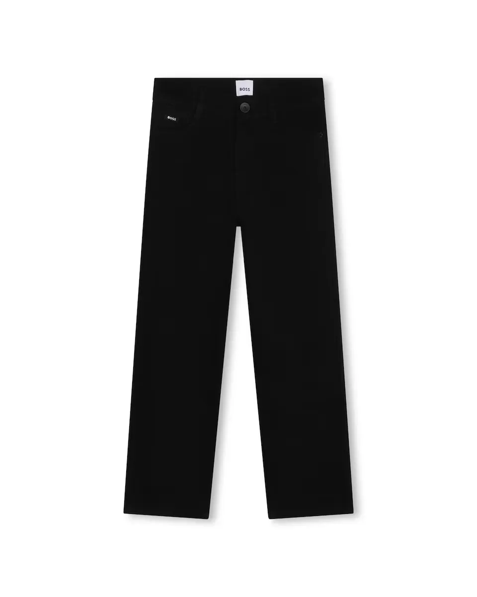 

Брюки с пятью карманами для мальчика из черного хлопка BOSS Kidswear