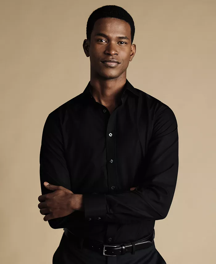

Мужская классическая рубашка Slim-Fit из поплина Charles Tyrwhitt, черный