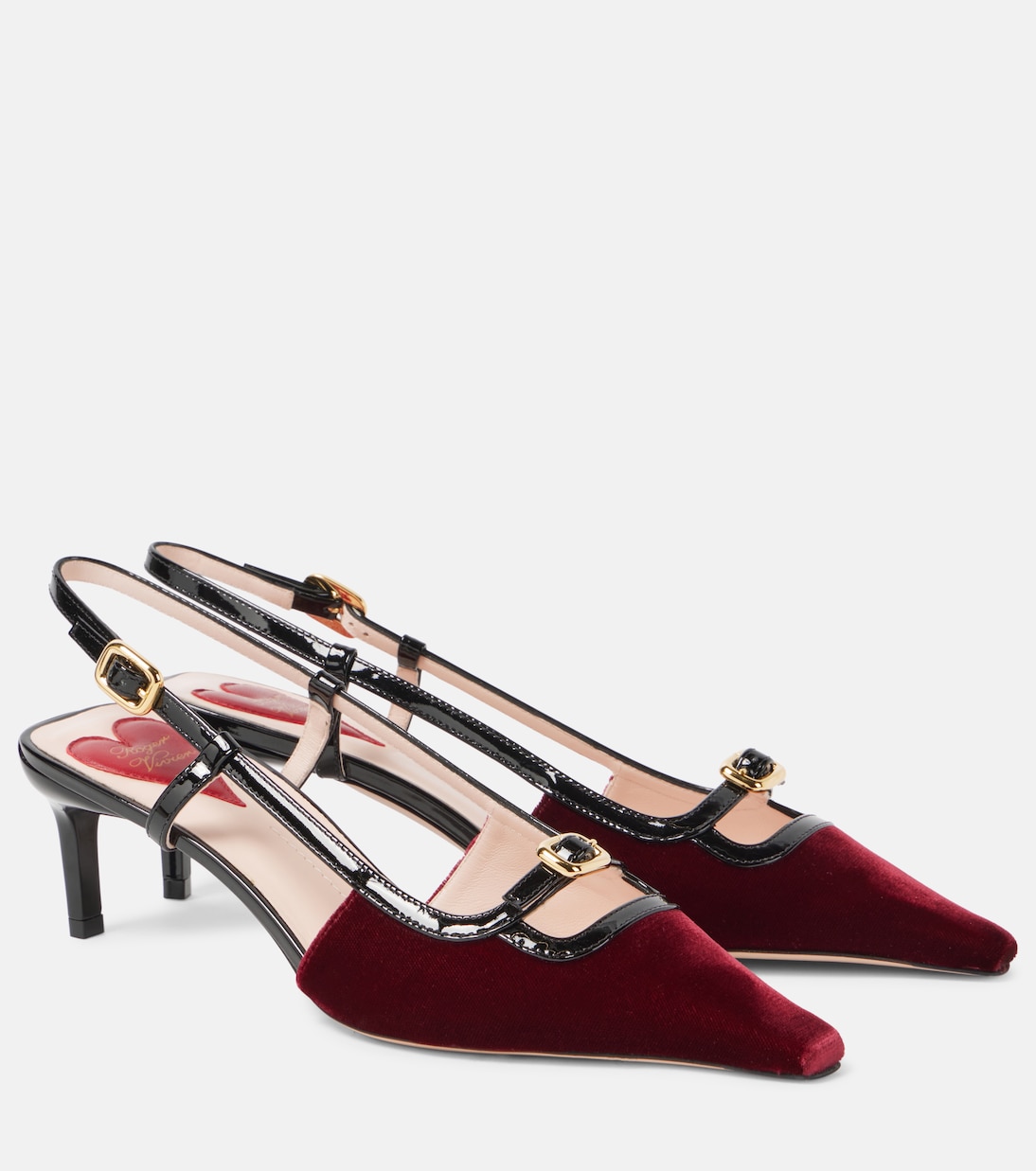 Бархатные туфли Viv' Canard 55 с открытой пяткой Roger Vivier, бордовый