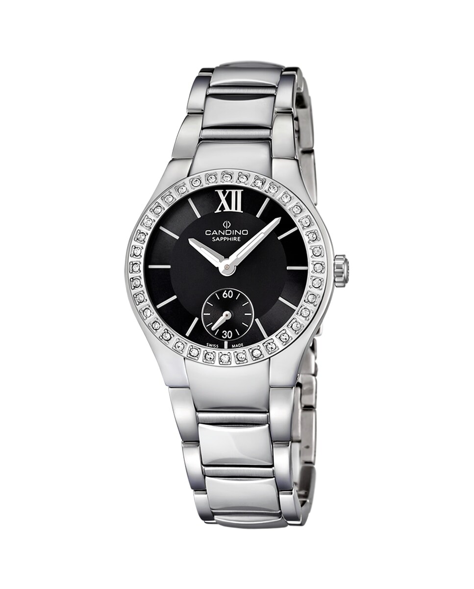 

C4537/2 Lady Petite женские часы из стали и черного циферблата Candino, серебро